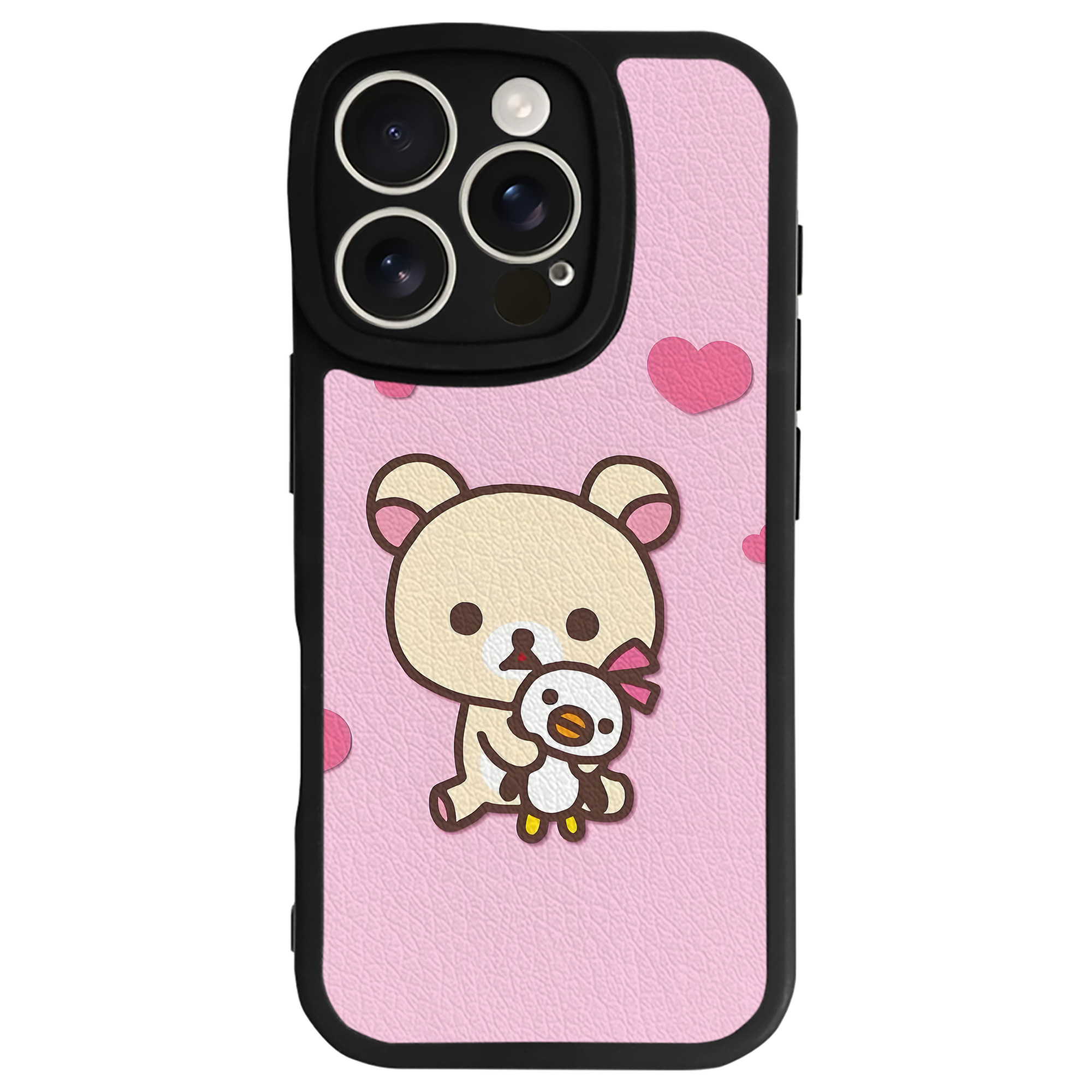 （画像用） リラックマ リラックマ キイロイトリ Rilakkuma Korilakkuma Kiiroitori 【iPhone 16シリーズ対応】シリコンスマホケース（レザー調） 材質：シリコン